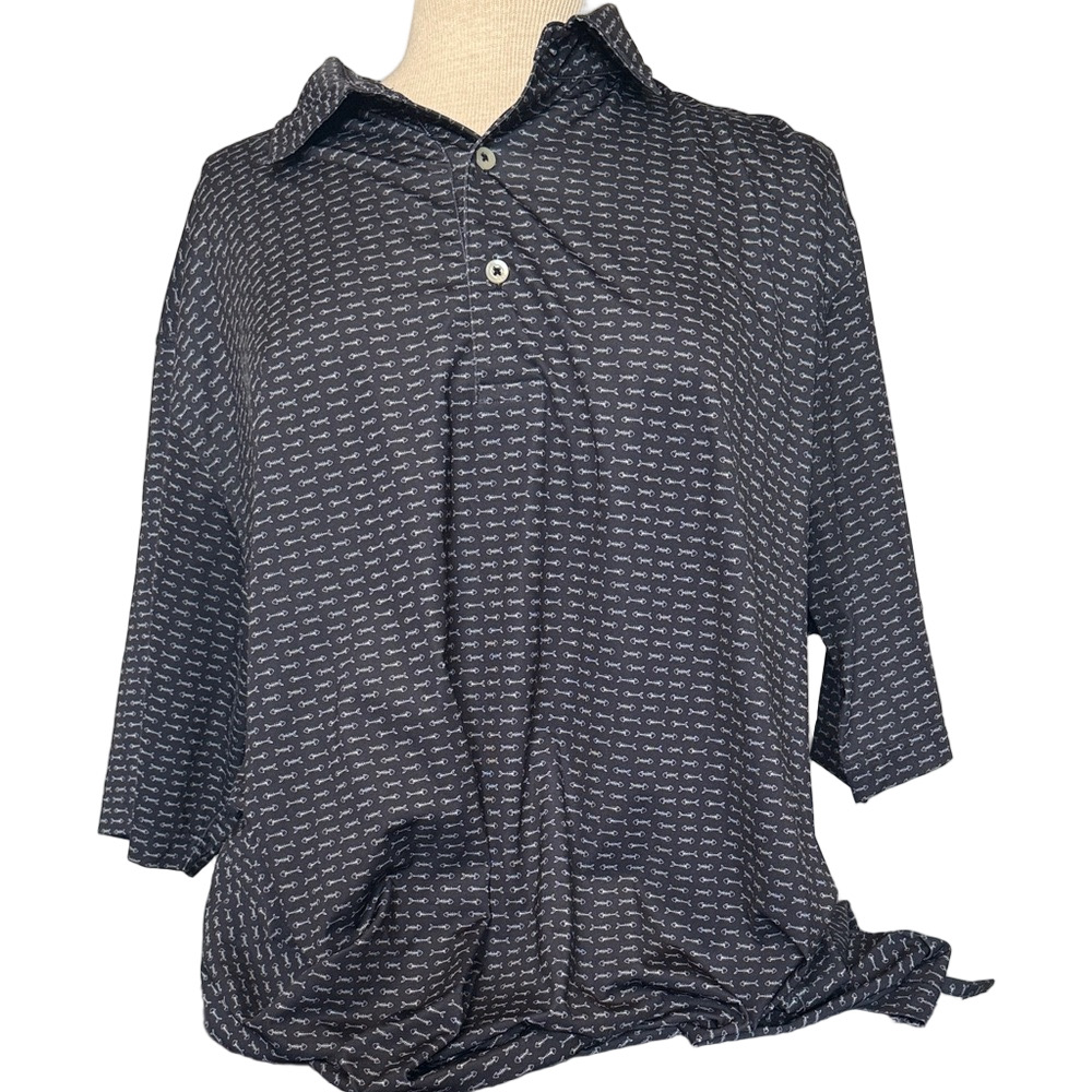 Donald Ross Golf Polo Trump National Bedminster Logo Black Fishbone Men’s L